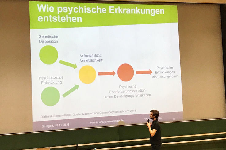 Stefan Korn von Irrsinnig menschlich e.v. referiert an der DHBW Stuttgart zum Thema "Psychisch fit studieren".