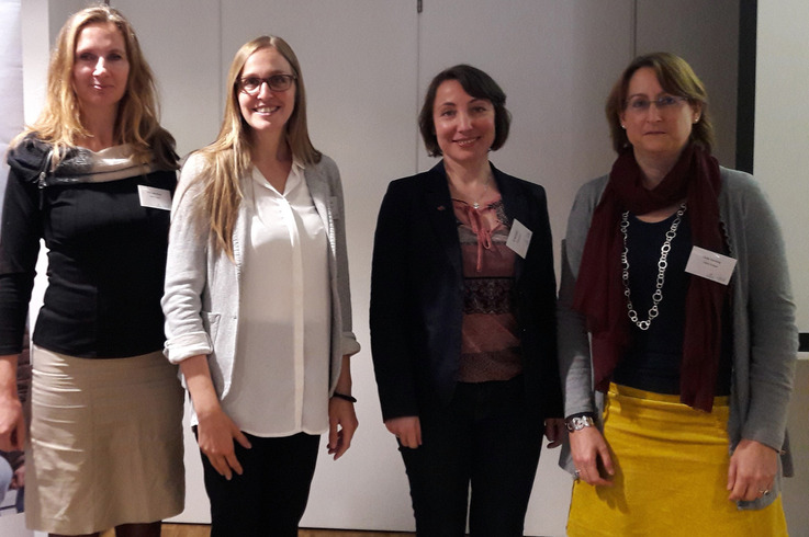 Auftakt- und Vernetzungsveranstaltung von BWS plus, von links nach rechts: Prof. Dr. Anke Simon, Dr. Bettina Flaiz, Dr. Rose Seifert, Dorte Süchting, Auslandsbeauftragte, Leiterin Auslandsamt DHBW Stuttgart