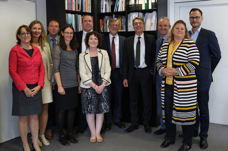 Dorte Süchting (DHBW), Prof. Dr. Anke Simon (DHBW), Mark Sollis (RGU), Katrin Heeskens (DHBW). James Dunphy (RGU), Liz McIntyre (NESC), Prof. Ferdinand von Prondzynski (RGU), Prof. Dr. Joachim Weber (DHBW), Prof. John Harper (RGU), Prof. Dr. Katja Kuhn (DHBW), Benjamin Schiller (DHBW).