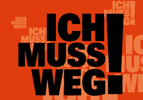 Logo und Motto der Messe "Ich mus weg!"